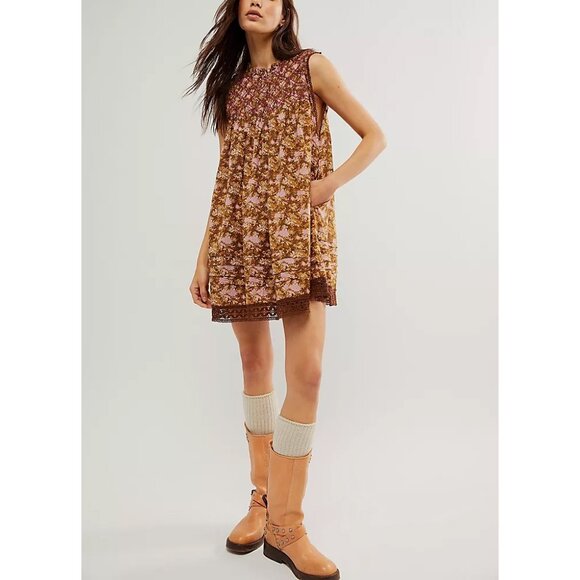Free People Dresses & Skirts - FREE PEOPLE Shea Printed Mini / Chocolate Combo